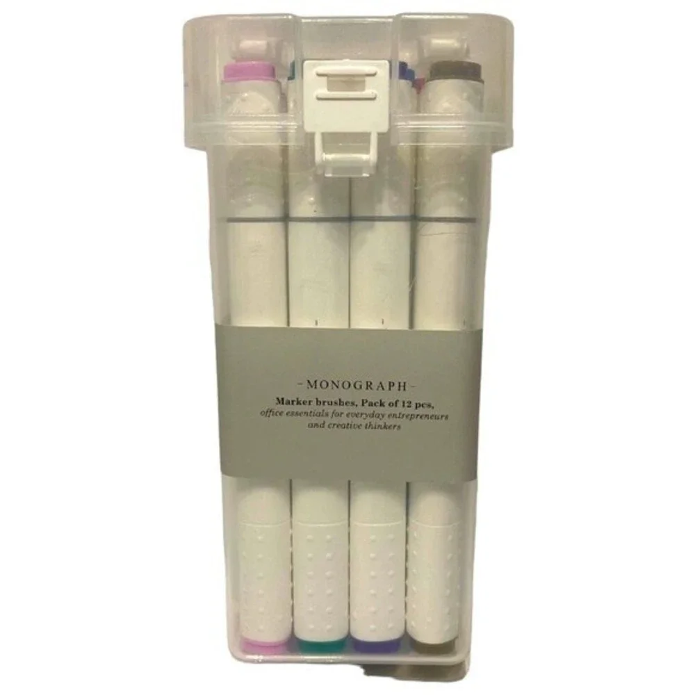 Monograph Marker brushes, Multi, Pack of 12 Assorted colors